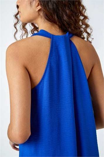 Blue Plain Twist Detail Trapeze Maxi Dress