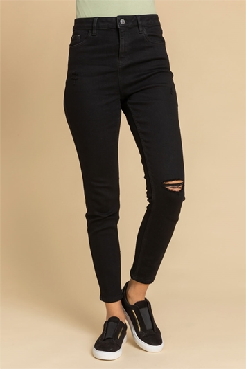 Black Ripped Stretch Skinny Jeans