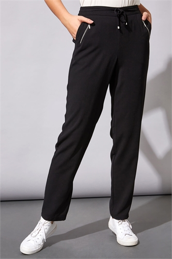 Black 25 Inch Tie Front Jogger