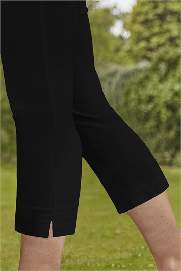 Black Petite Cropped Stretch Trouser, Image 4 of 5