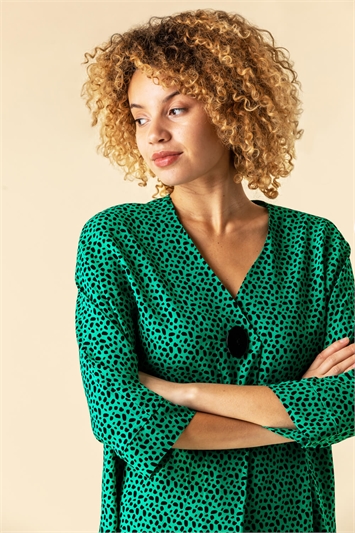 Green Spot Button Detail Pleat Top, Image 4 of 4