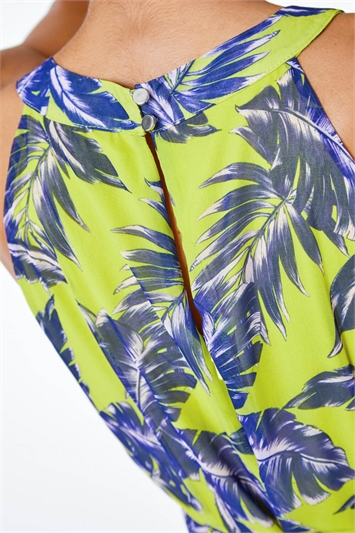 Lime Petite Tiered Tropical Print Midi Dress, Image 5 of 5