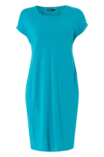 Turquoise Relaxed Fit Crepe Dress, Image 5 of 5