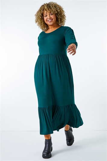 Forest Curve Tiered Midi Stretch Dress, Image 4 of 5