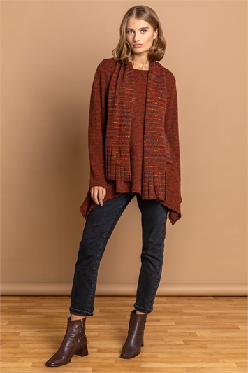Rust Contrast Pocket Tunic With Scarf, Image 3 of 4