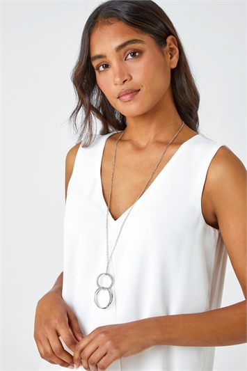White Sleeveless Vest Top With Necklace