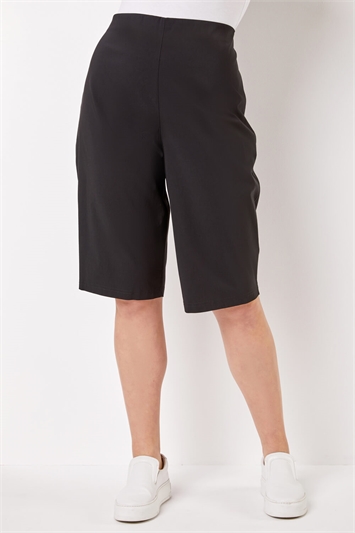 Black Curve Knee Length Stretch Shorts, Image 2 of 5