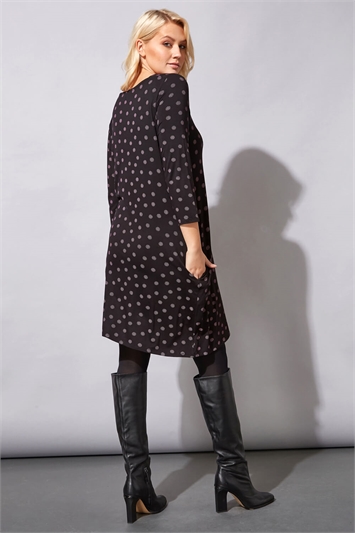 Spot Print Pocket Swing Dress