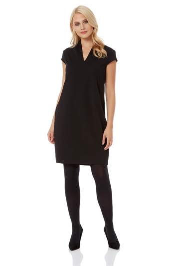 smart black shift dress