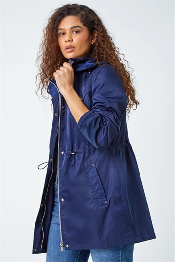 Blue Shower Resistant Longline Jacket