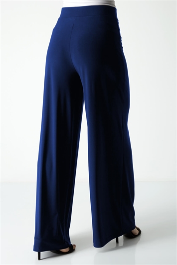 Navy Wide Leg Stretch Trousers, Image 2 of 3