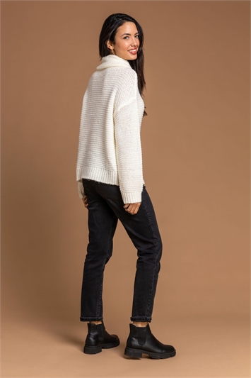 Ivory Textured Roll Neck Jumper, Image 2 of 5