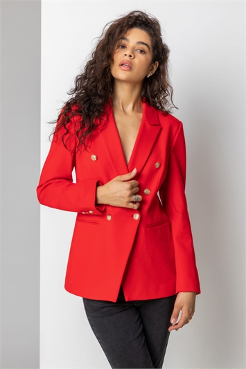 Red Double Breasted Smart Blazer Jacket