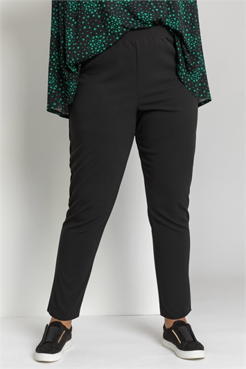Black Curve Jersey Straight Trousers, Image 1 of 4