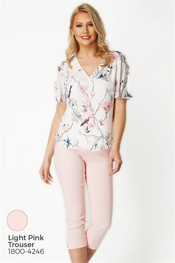 Ivory Floral Angel Sleeve Top, Image 4 of 7
