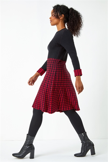 Red Petite Contrast Knit Jumper Dress