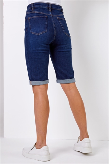 Indigo Essential Stretch Knee Length Shorts, Image 2 of 4
