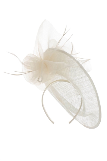 Curved Sinamay Disc Fascinator in Ivory - Roman Originals UK