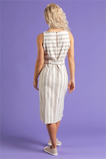 Stone Striped Belted Midi Dress, Image 2 of 5