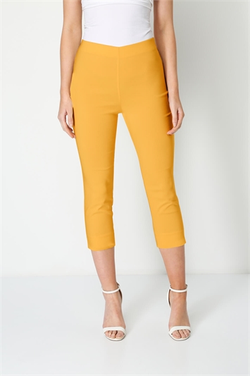 Yellow Cropped Stretch Trouser