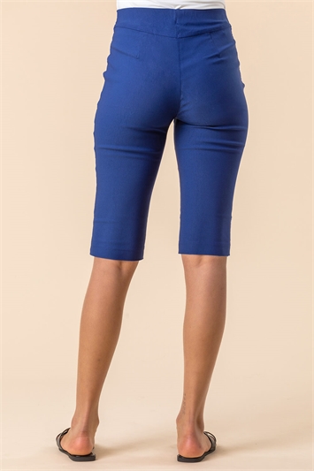 Midnight Blue Knee Length Stretch Shorts, Image 2 of 4
