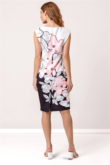 Light Pink Floral Placement Print Stretch Dress, Image 2 of 4