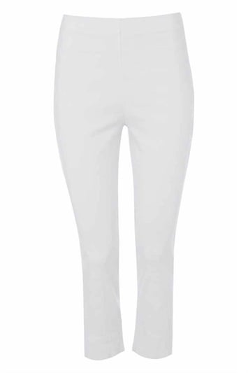 White Cropped Stretch Trouser