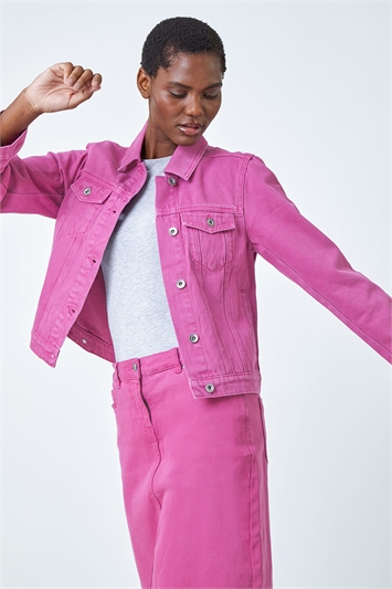 Pink Classic Cotton Denim Jacket
