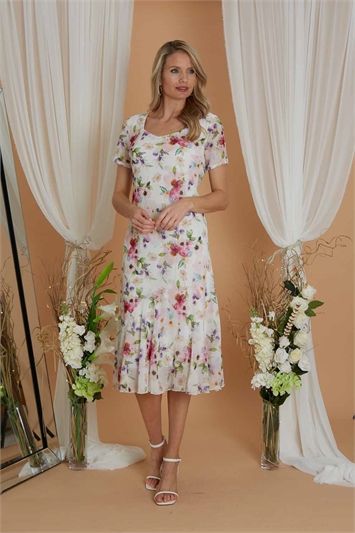 Multi Julianna Floral Print Bias Dress