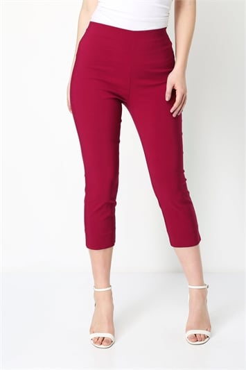 Red Cropped Stretch Trouser