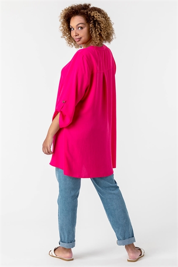 Fuchsia Curve Button Detail Tunic Top, Image 2 of 4