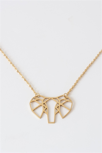 Metallic Origami Elephant Necklace