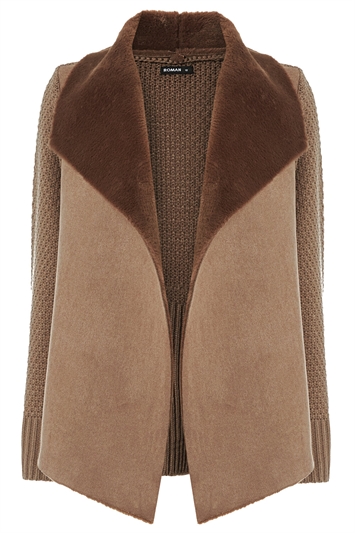 Taupe Faux Shearling Coatigan, Image 5 of 5