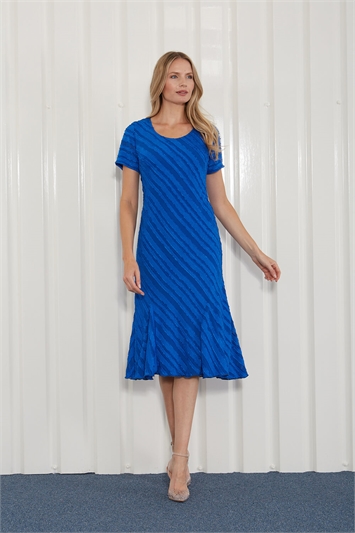 Blue Julianna Burnout Stripe Print Dress