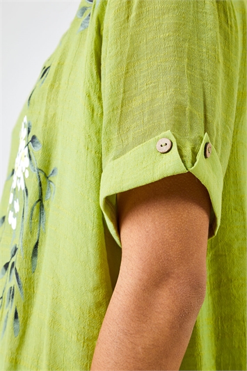 Lime Floral Print Asymmetric Tunic Top, Image 5 of 5