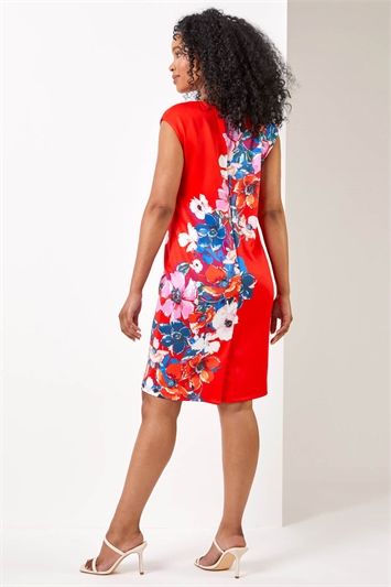 Red Petite Floral Print Premium Stretch Dress, Image 2 of 4