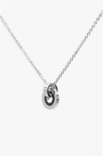 Silver Stainless Steel Chunky Hoop Pendant Necklace