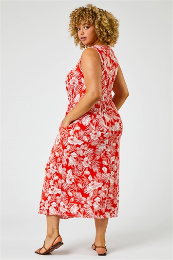 Red Curve Tropical Floral Print Maxi Dress, Image 2 of 5