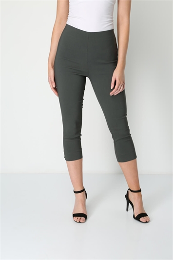 Bottle Green Cropped Stretch Trouser, Image 1 of 4