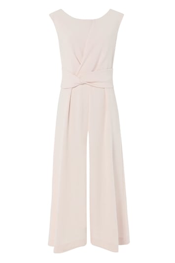 Twist Front Culotte Jumpsuit in Light Pink - Roman Originals UK