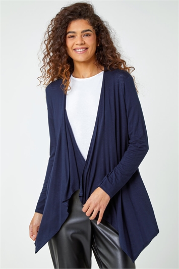 Blue Waterfall Front Jersey Cardigan