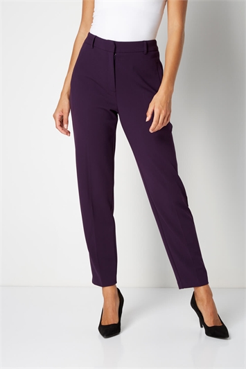 Purple Long Straight Leg Stretch Trouser