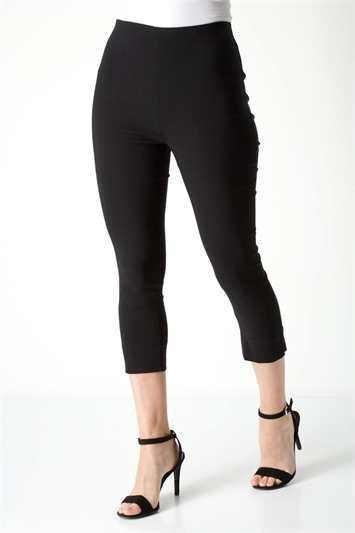Black Cropped Stretch Trouser, Image 2 of 4