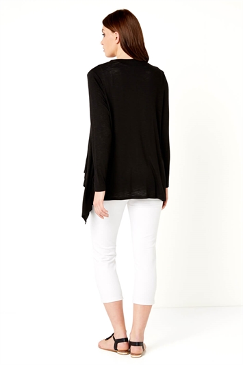Black Waterfall Front Jersey Cardigan, Image 3 of 4