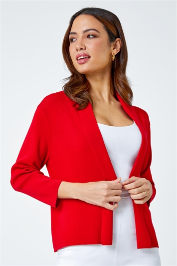 Red Cropped Knitted Shrug
