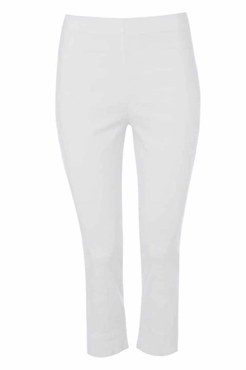 White Petite Cropped Stretch Trousers, Image 5 of 5
