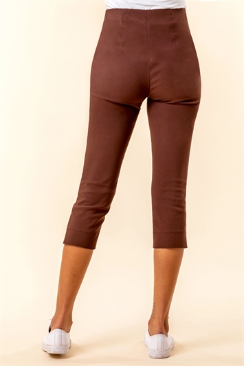Brown Cropped Stretch Trouser, Image 2 of 5