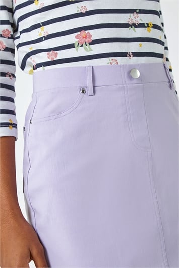 Purple Elastic Waist Straight Stretch Skirt