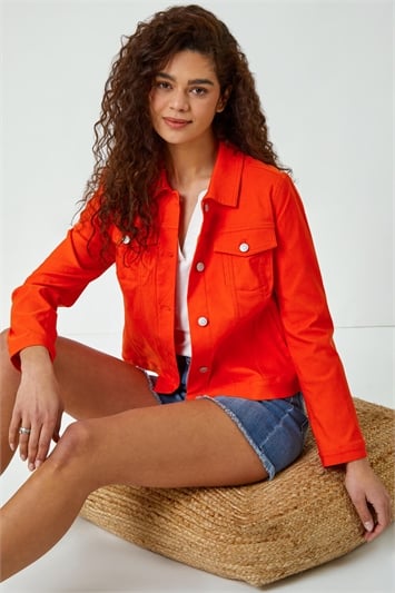 Orange Stretch Pocket Detail Jacket