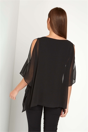 black sparkly cold shoulder top